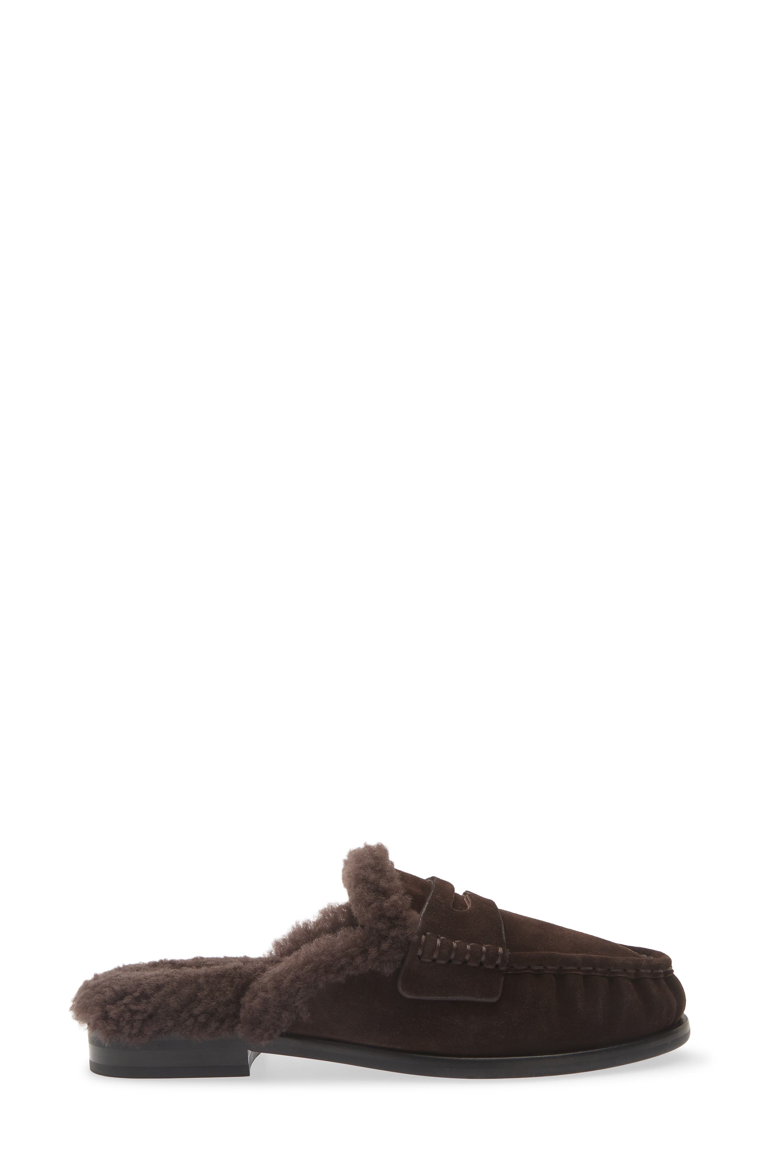 Carter Genuine Shearling Mule, Alternate, color, DARK CHOCOLATE SUEDE