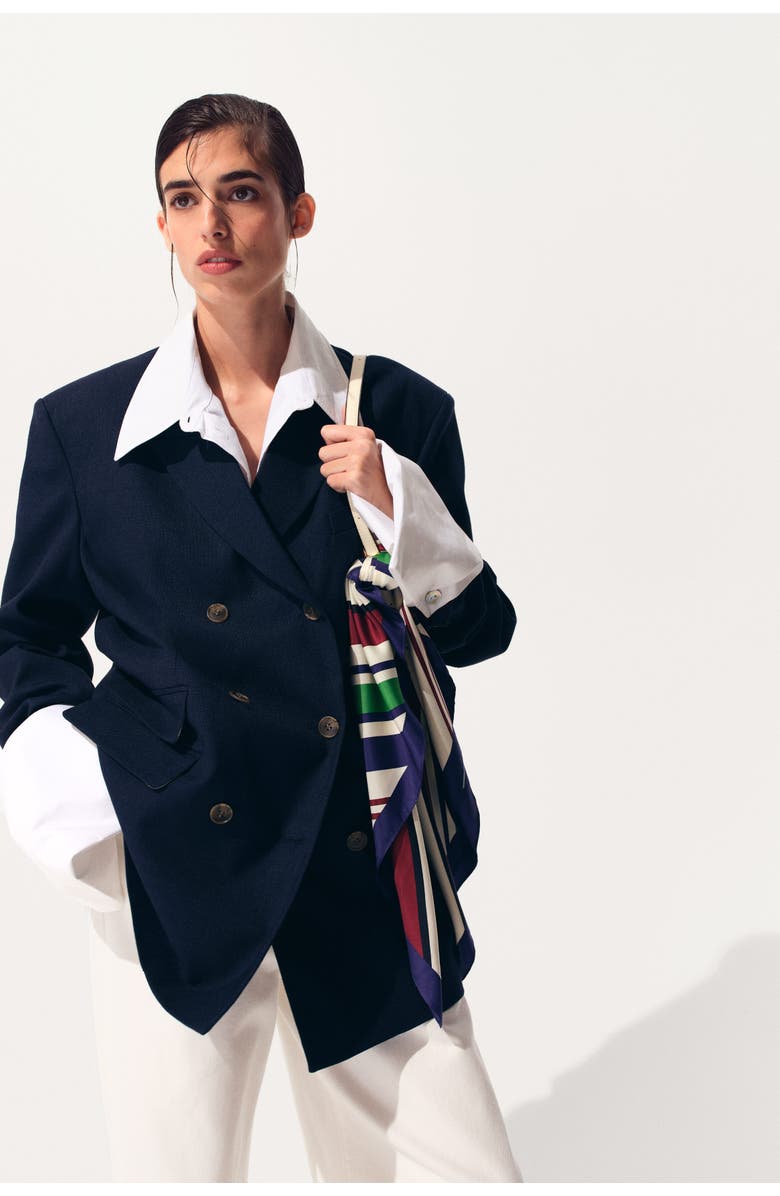 H&M Oversized double-breasted blazer, Alternate, color, Dark Blue