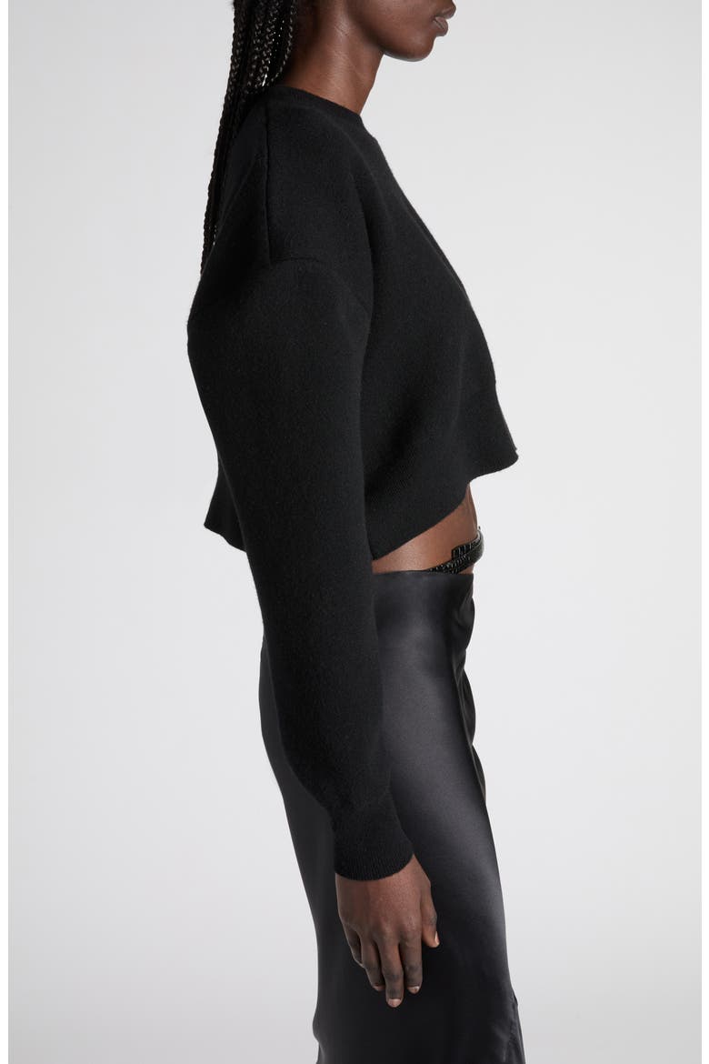Sculptural Double Face Virgin Wool Blend Crop Sweater, Alternate, color, BLACK