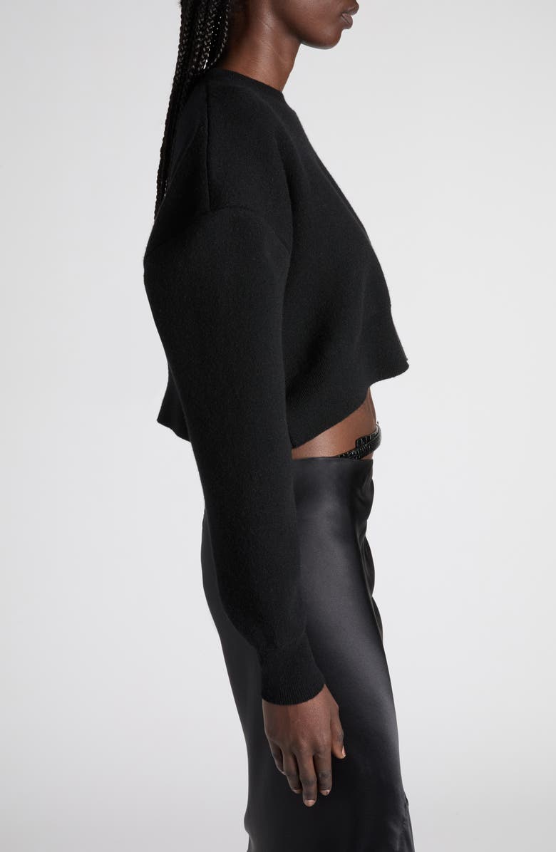 TOM FORD Sculptural Double Face Virgin Wool Blend Crop Sweater, Alternate, color, Black