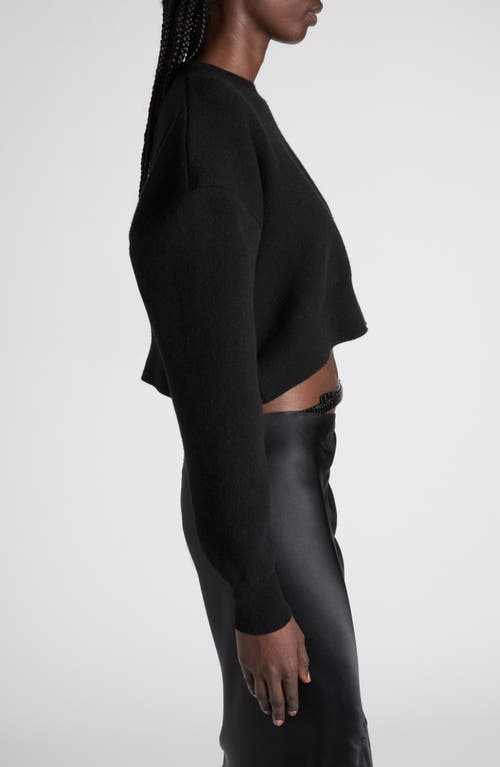 Tom Ford Sculptural Double Face Virgin Wool Blend Crop Sweater In Black