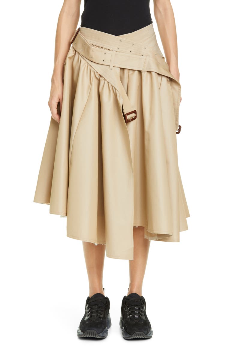 Double Belted Utility Midi Skirt, Main, color, BEIGE