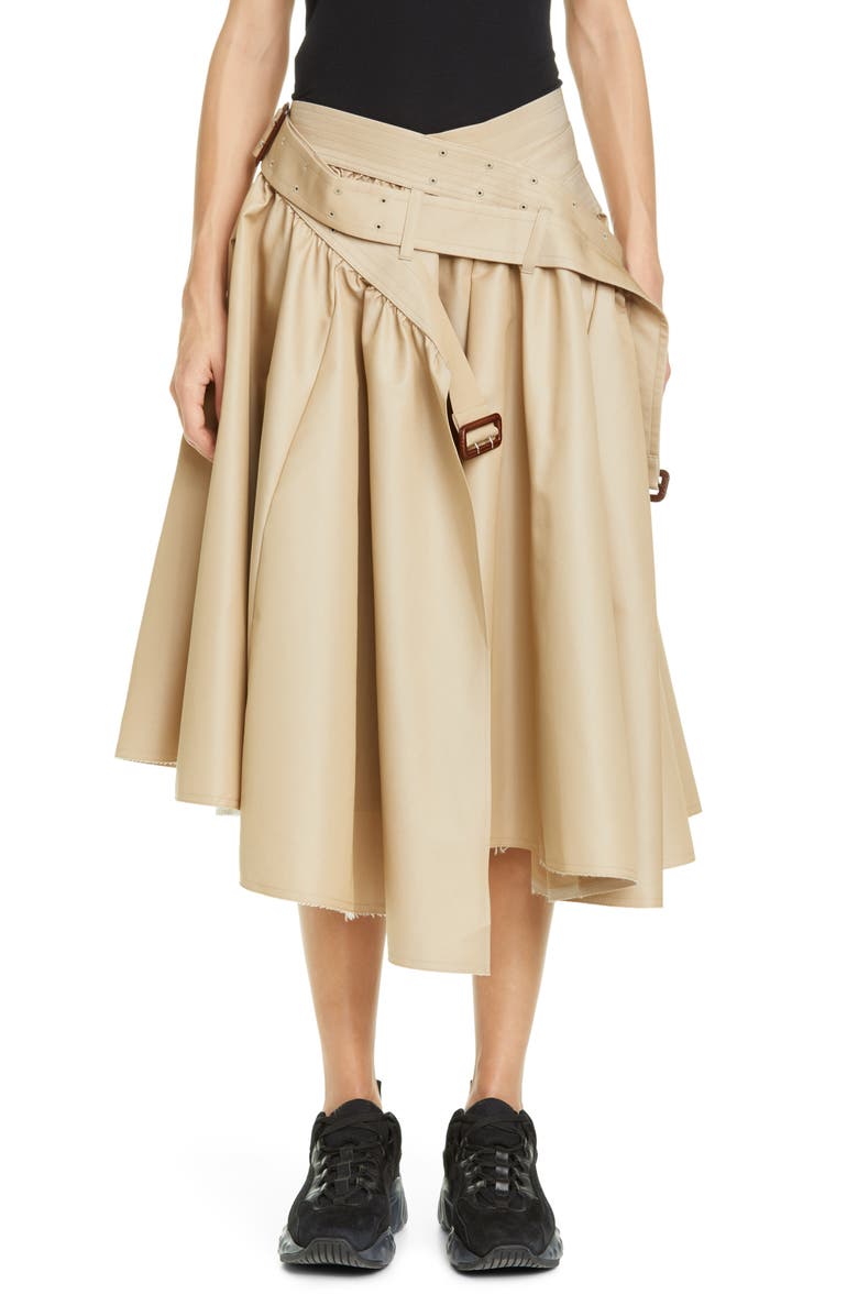 Junya Watanabe Double Belted Utility Midi Skirt, Main, color, 