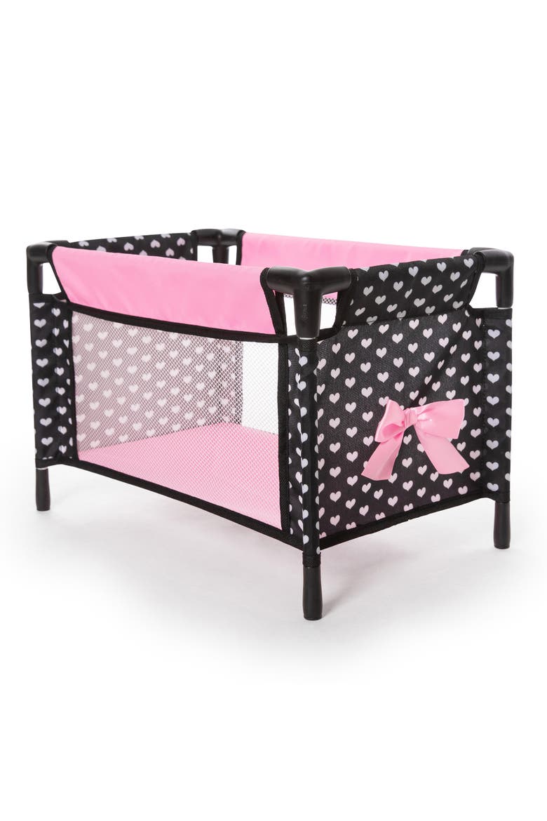 Travel 9 Piece Set Black, Pink, Hearts, for Dolls Up to 18 Inches, Alternate, color, Multicolored