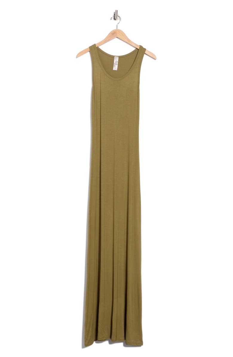 GO COUTURE Ribbed Maxi Tank Dress, Alternate, color, Dark Olive Rib