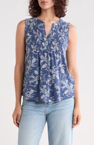 Lucky Brand Print Smocked Tank