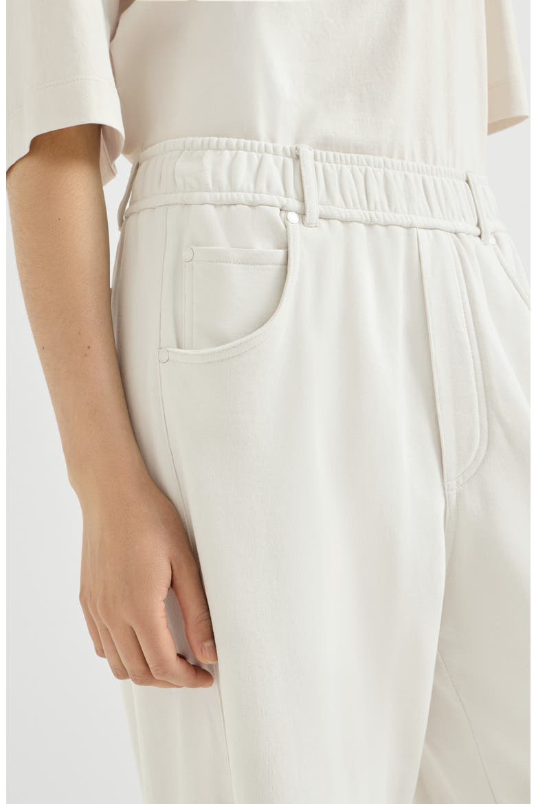 Cotton smooth French terry trousers, Alternate, color, Milk