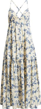 Treasure & Bond Floral Tiered Cotton Maxi Sundress