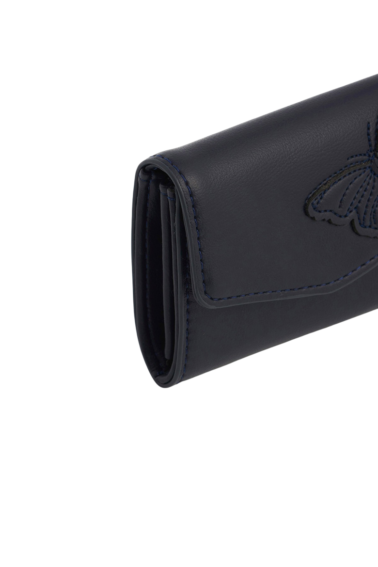 Floral Applique Card Holder Wallet, Alternate, color, Navy