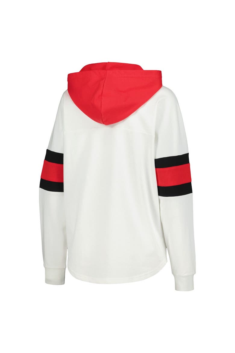 Women's G-III 4Her by Carl Banks White/Red Detroit Red Wings Goal Zone Long Sleeve Lace-Up Hoodie T-Shirt, Alternate, color, White