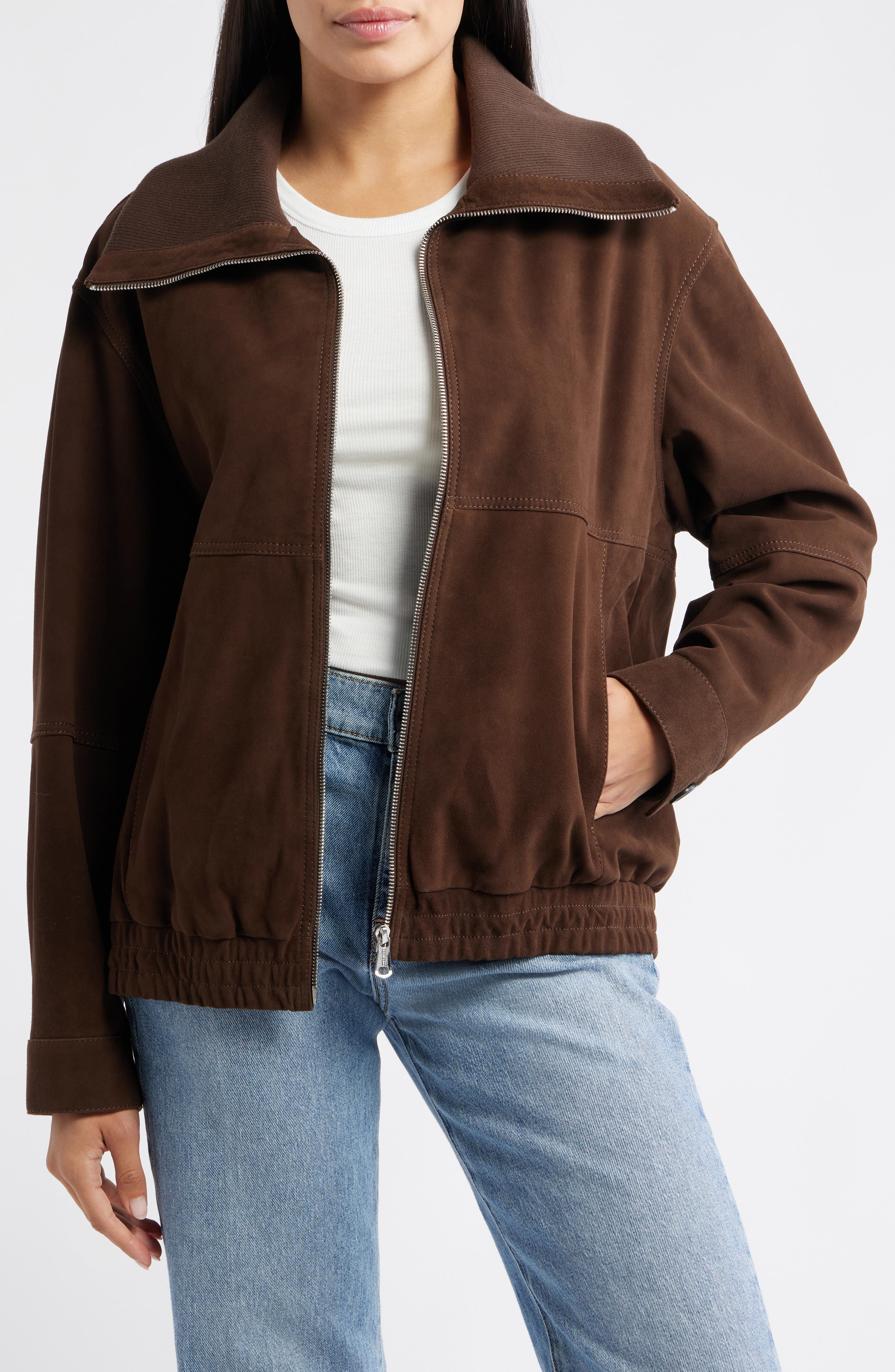 Bernardo Oversize Suede Bomber Jacket