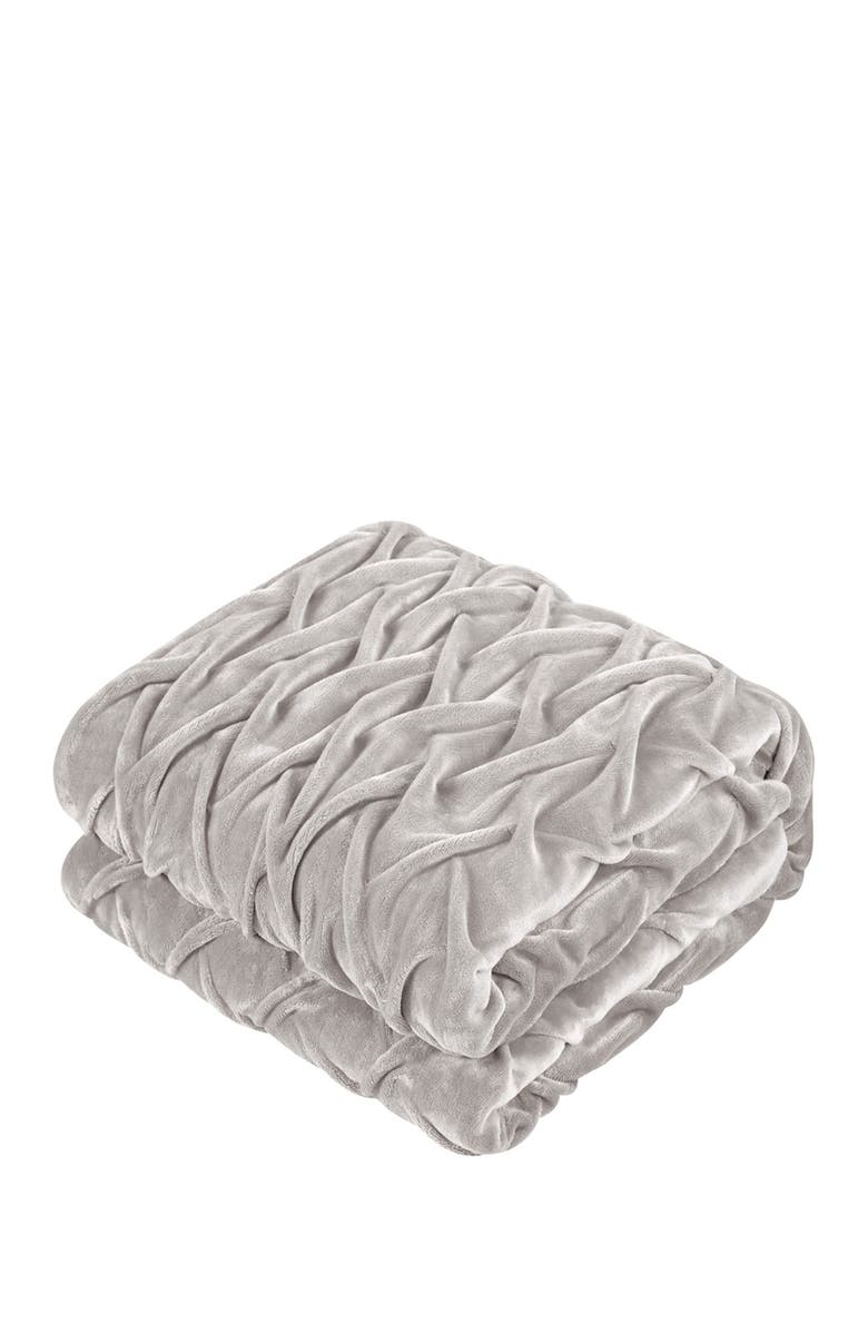 CHIC Thirsa Pinch Pleat Criss Cross Faux Shearling-Lined Queen 3-Piece Set - Beige, Alternate, color, 