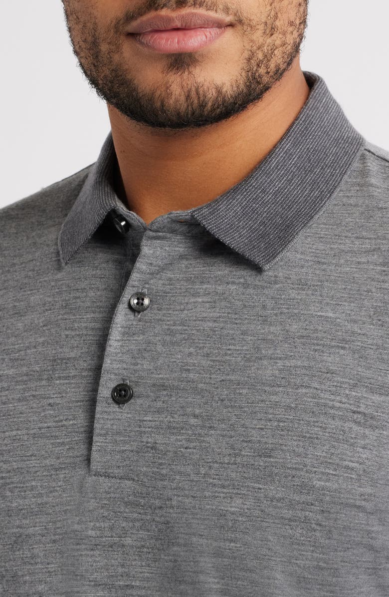 BOSS Pado Long Sleeve Wool Polo, Alternate, color, Medium Grey
