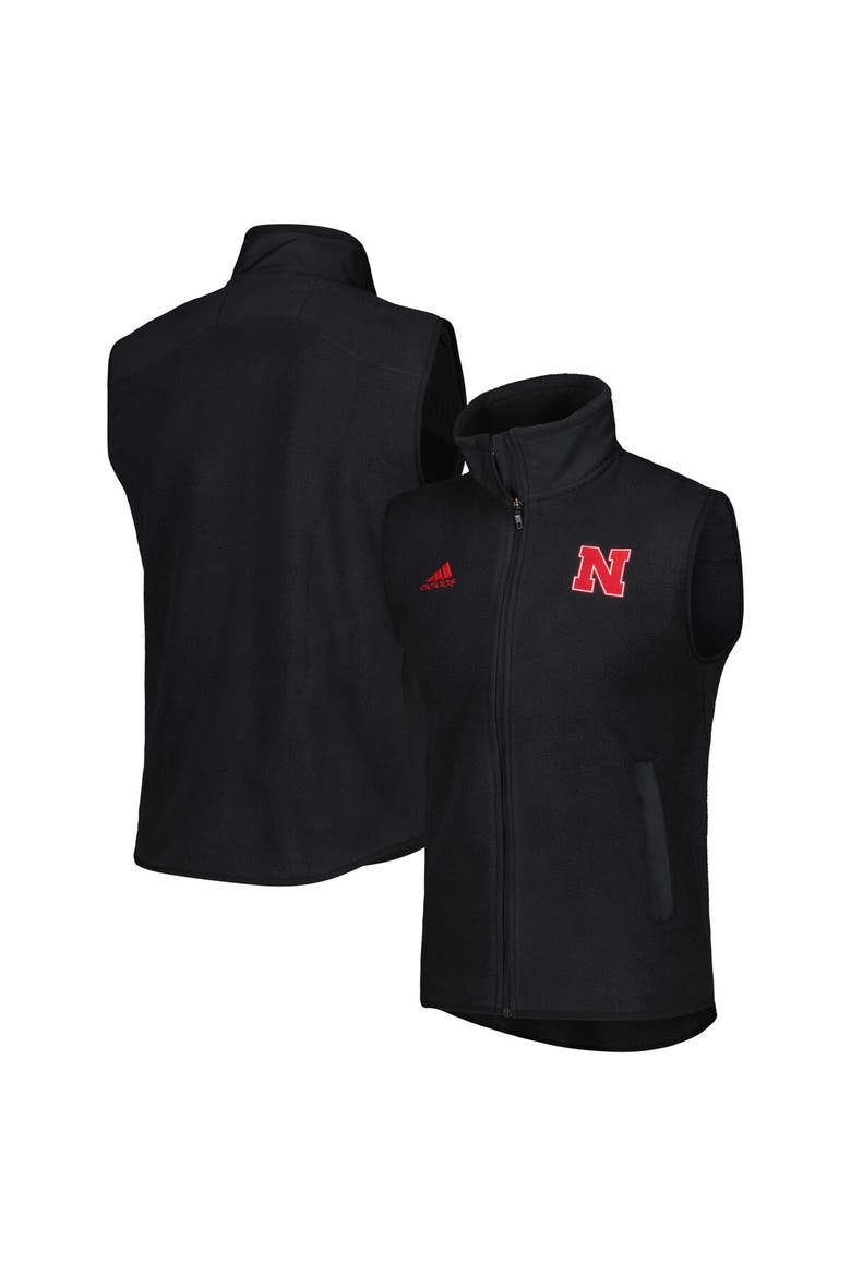 Men's adidas Black Nebraska Huskers Full-Zip Vest, Main, color, Black