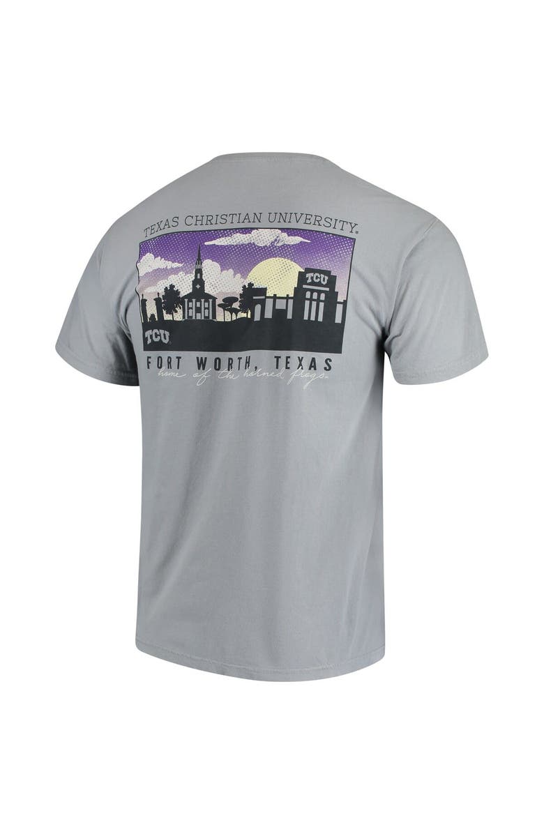 IMAGE ONE Men's Gray TCU Horned Frogs Team Comfort Colors Campus Scenery T-Shirt, Alternate, color, Gray