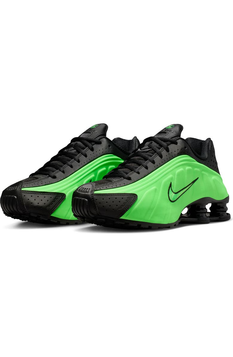 Nike Shox R4 Sneaker, Main, color, Black/ Voltage Green/ Black