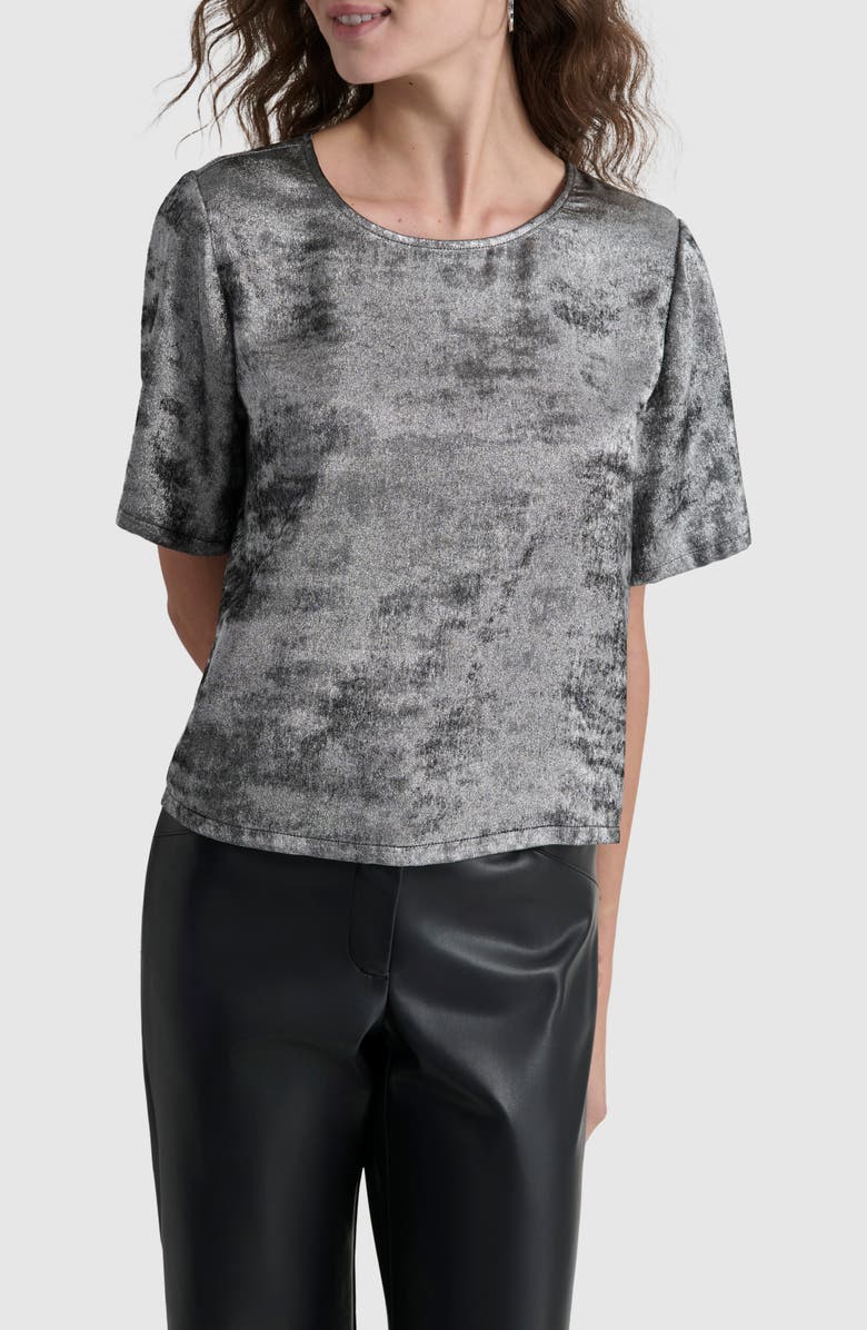 DKNY Liquid Velvet Elbow Sleeve Top, Alternate, color,