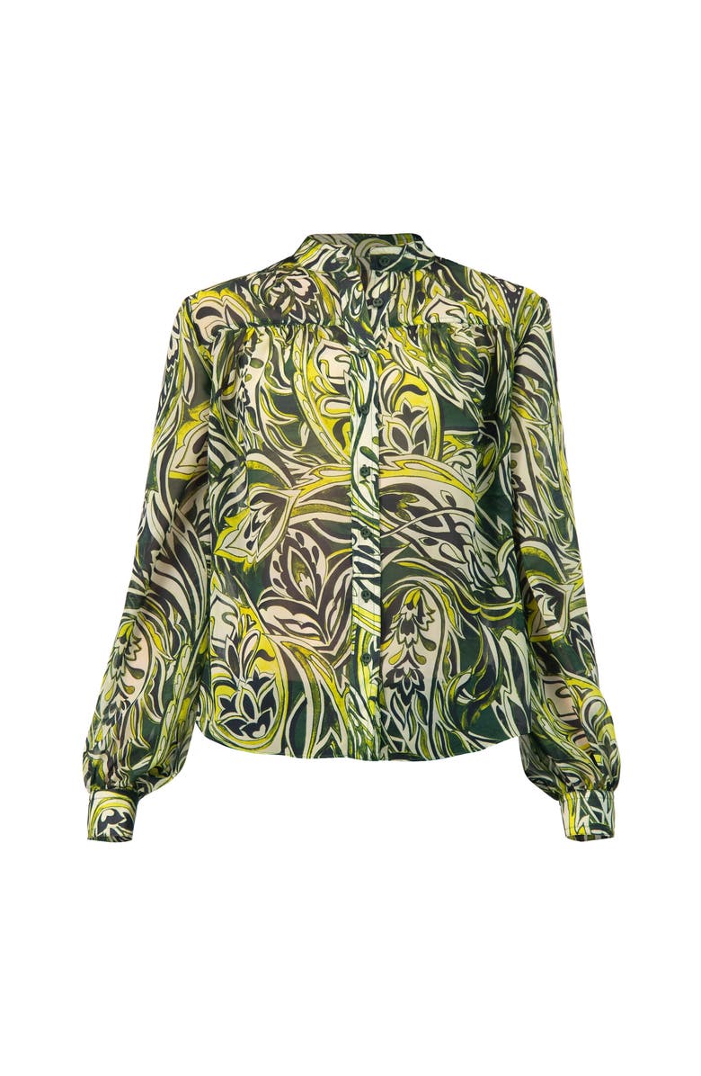IVONNE Printed Round Neck Blouse, Alternate, color, Green