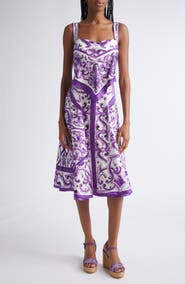 Dolce&Gabbana Majolica Silk Midi Dress