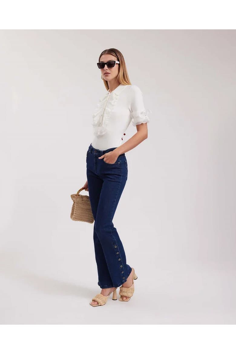 Maelys Short Sleeve Luxe Knit Pullover, Alternate, color, White
