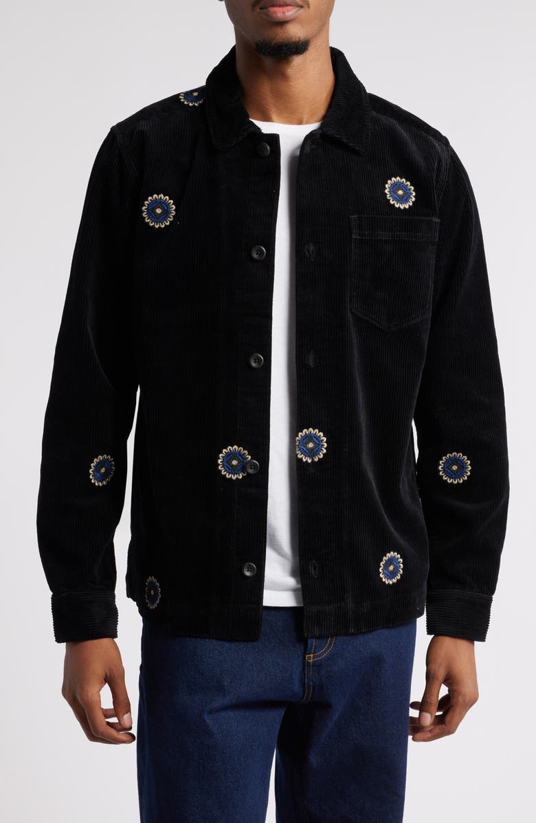 Les Deux Layton Floral Medallion Cotton Corduroy Button-Up Overshirt, Main, color, 