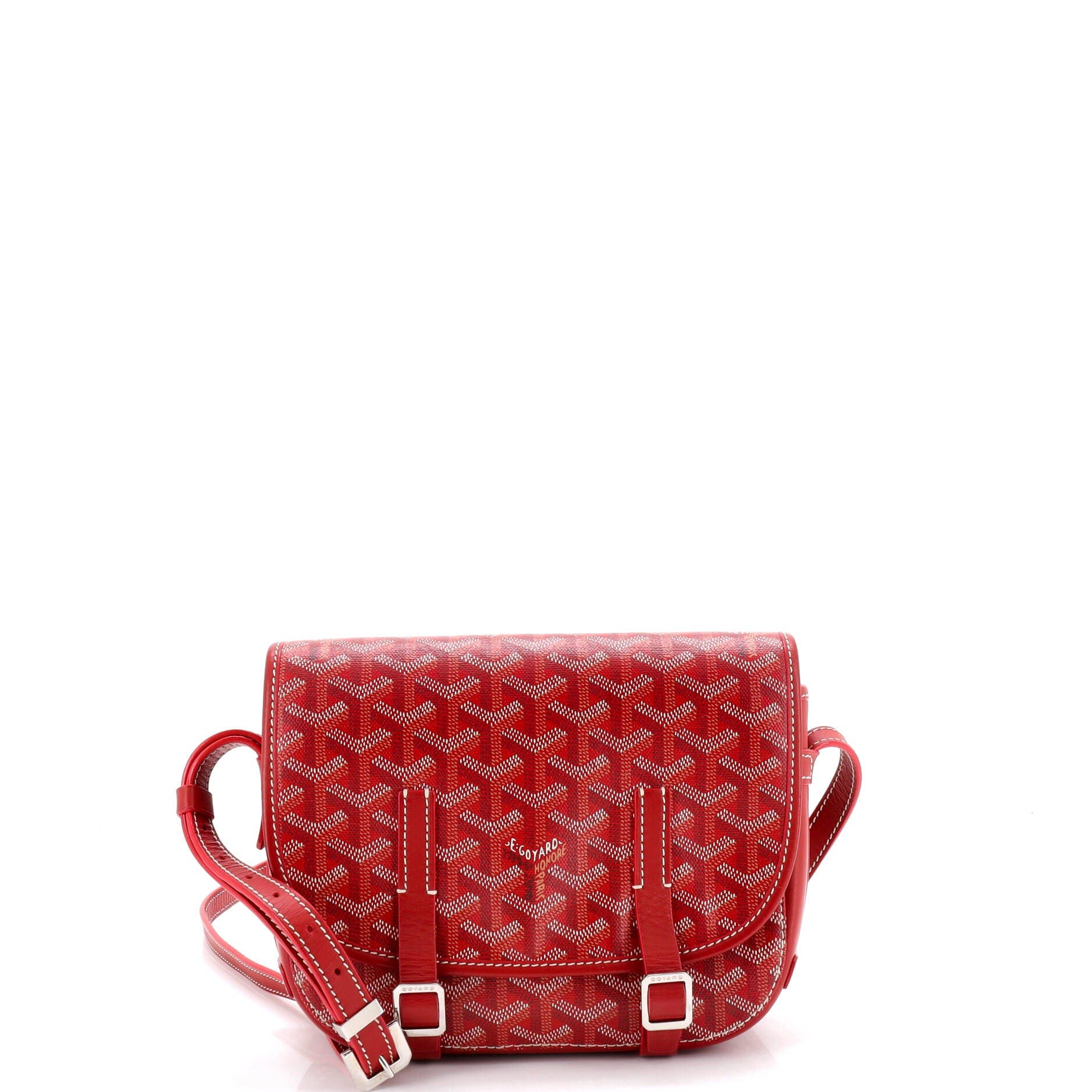 Pre-Owned Goyard Belvedere Messenger Bag Coated Canvas PM, Main, color, Red