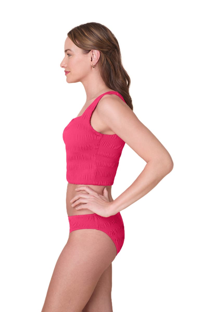 Andie Siren Smocked Tankini Top, Alternate, color, Bright Begonia