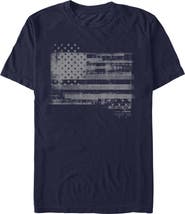 Lost Gods Men's Lost Gods Monochromatic American Flag  Graphic T-Shirt
