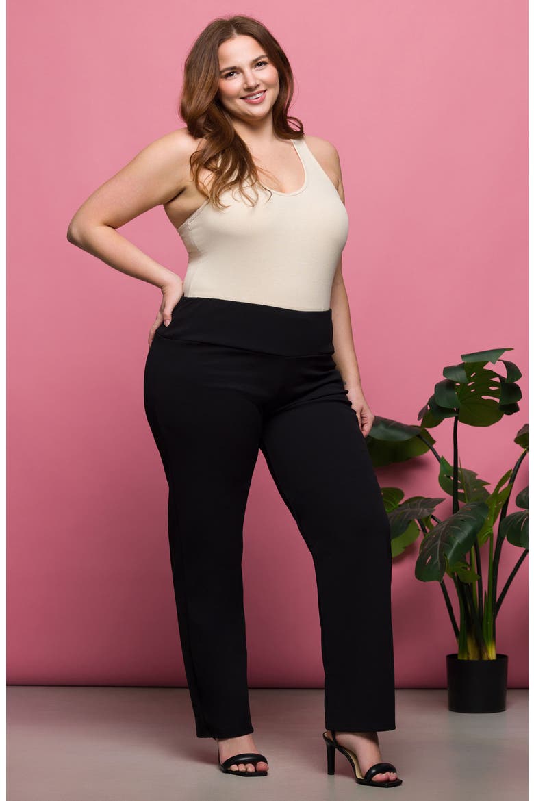 High Waist Straight Leg Pants, Alternate, color, BLACK
