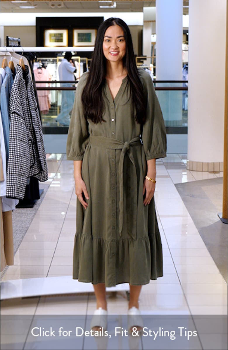 Belted Long Sleeve Midi Shirtdress, sales video thumbnail
