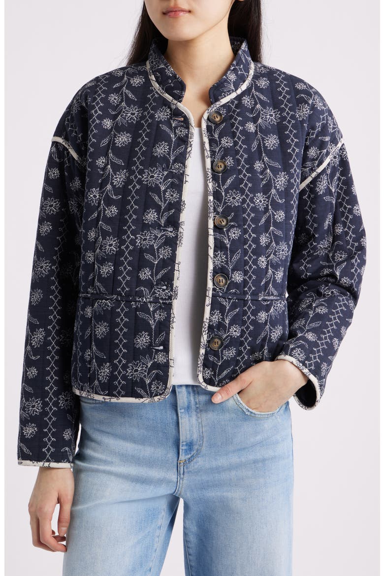Ottomaquilt Floral Embroidered Jacket, Alternate, color, DARK WILDFLOWER