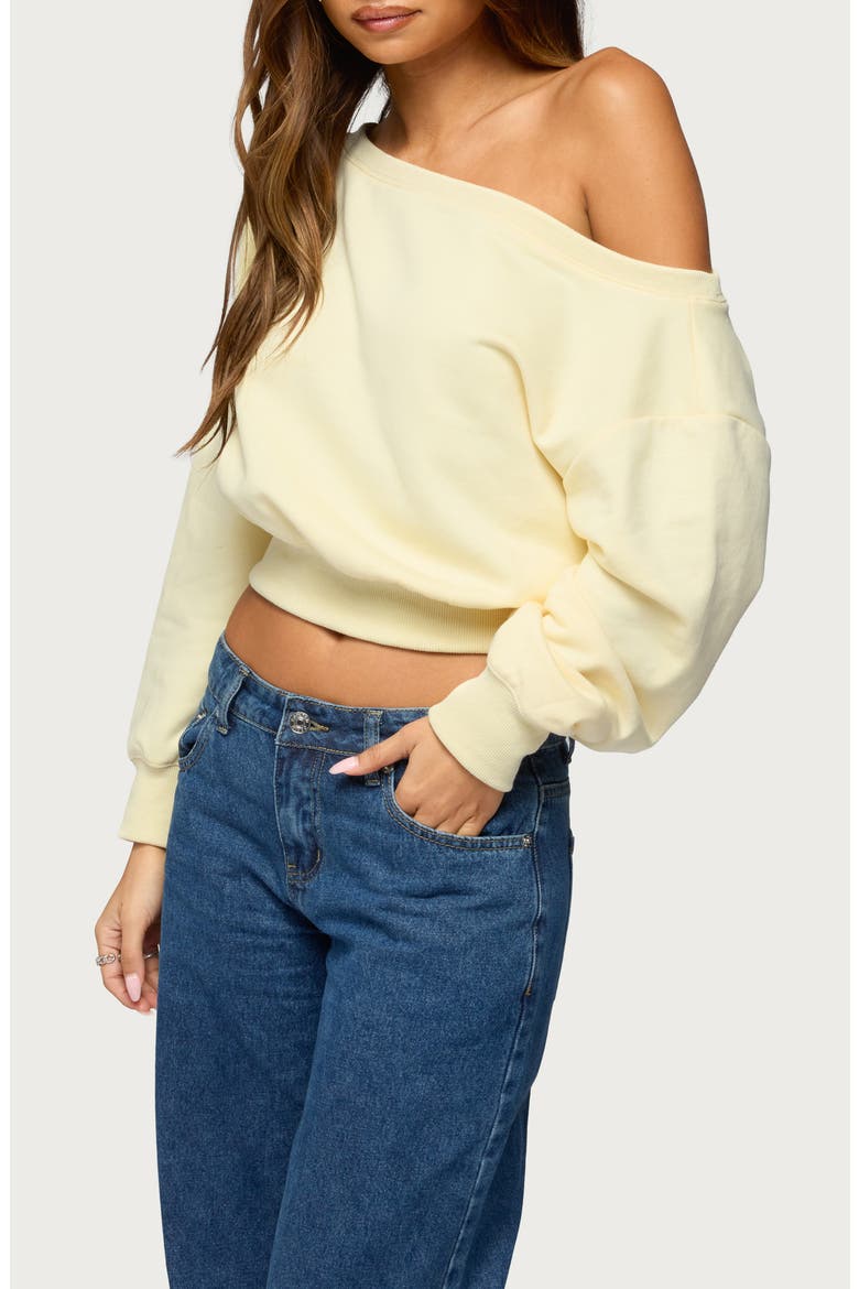 Christy Off the Shoulder Cotton Blend Sweatshirt, Alternate, color, YELLOW