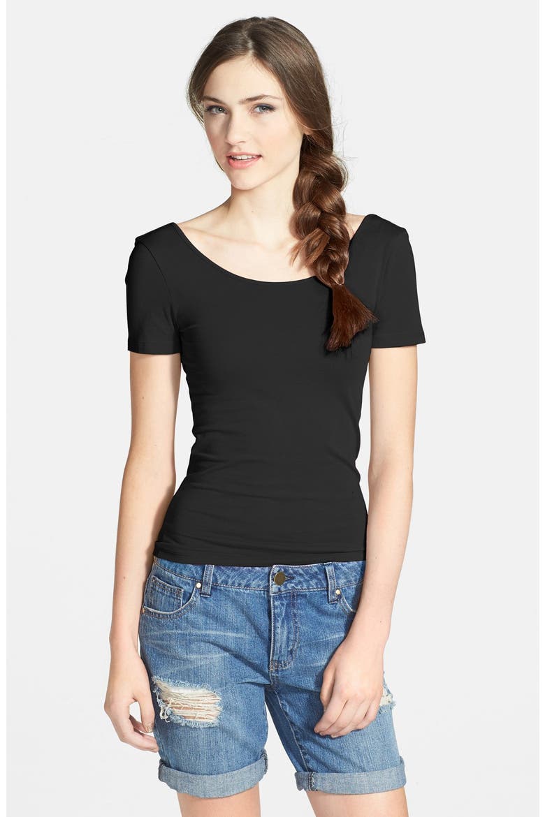 Scoop Back Cotton Tee, Main, color, BLACK