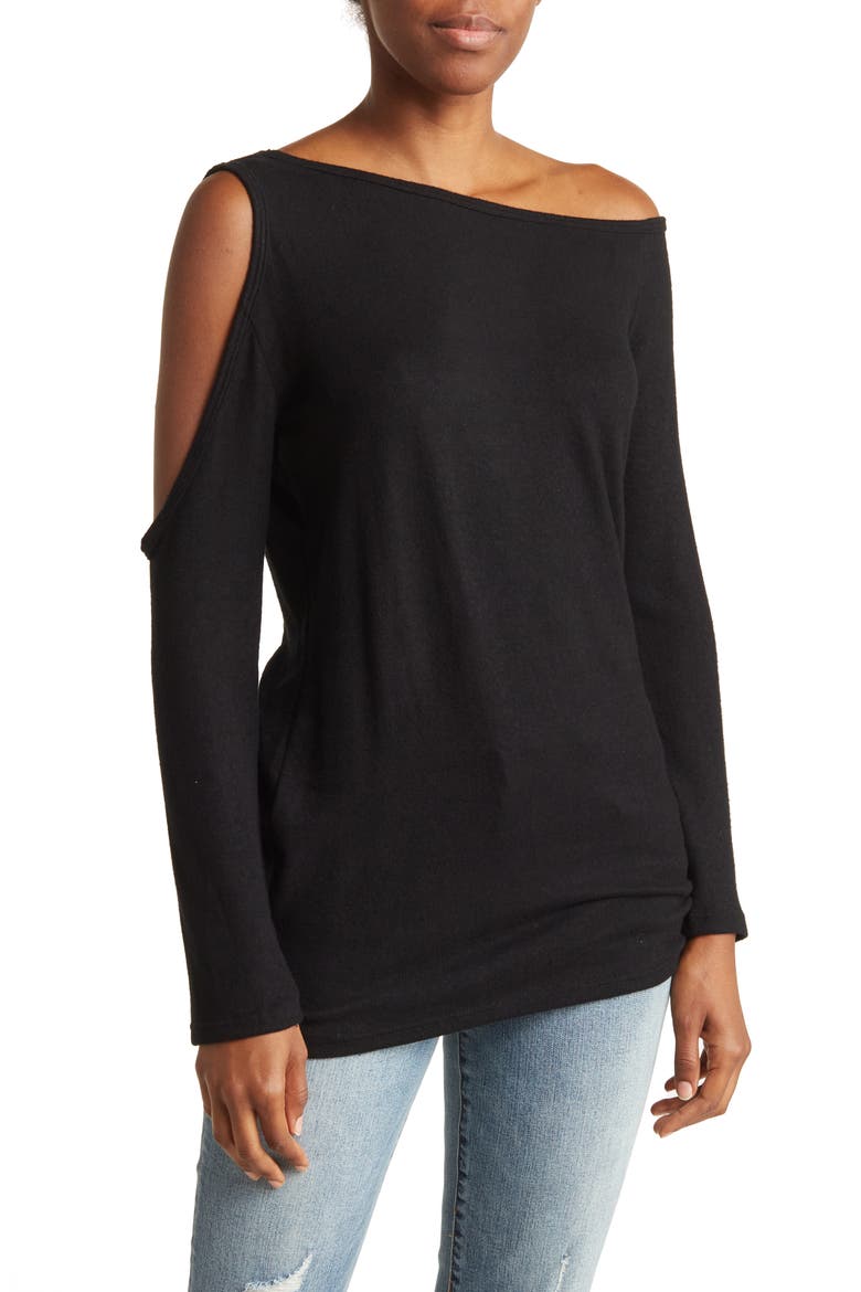 Cold Shoulder Top, Main, color, BLACK