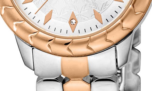Roberto Cavalli Textured Crystal Two-tone Quartz Bracelet Watch, 28mm In Two Tone Silver & Rose Gold