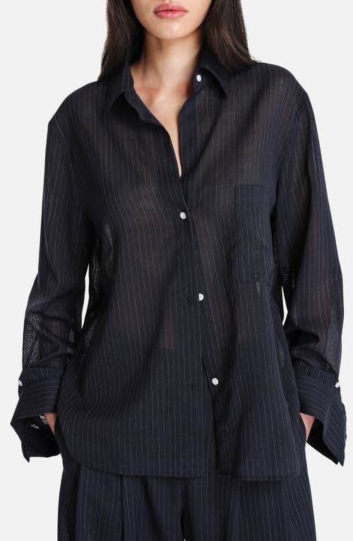 Twp Next Morning Stripe Button-up Shirt In Black