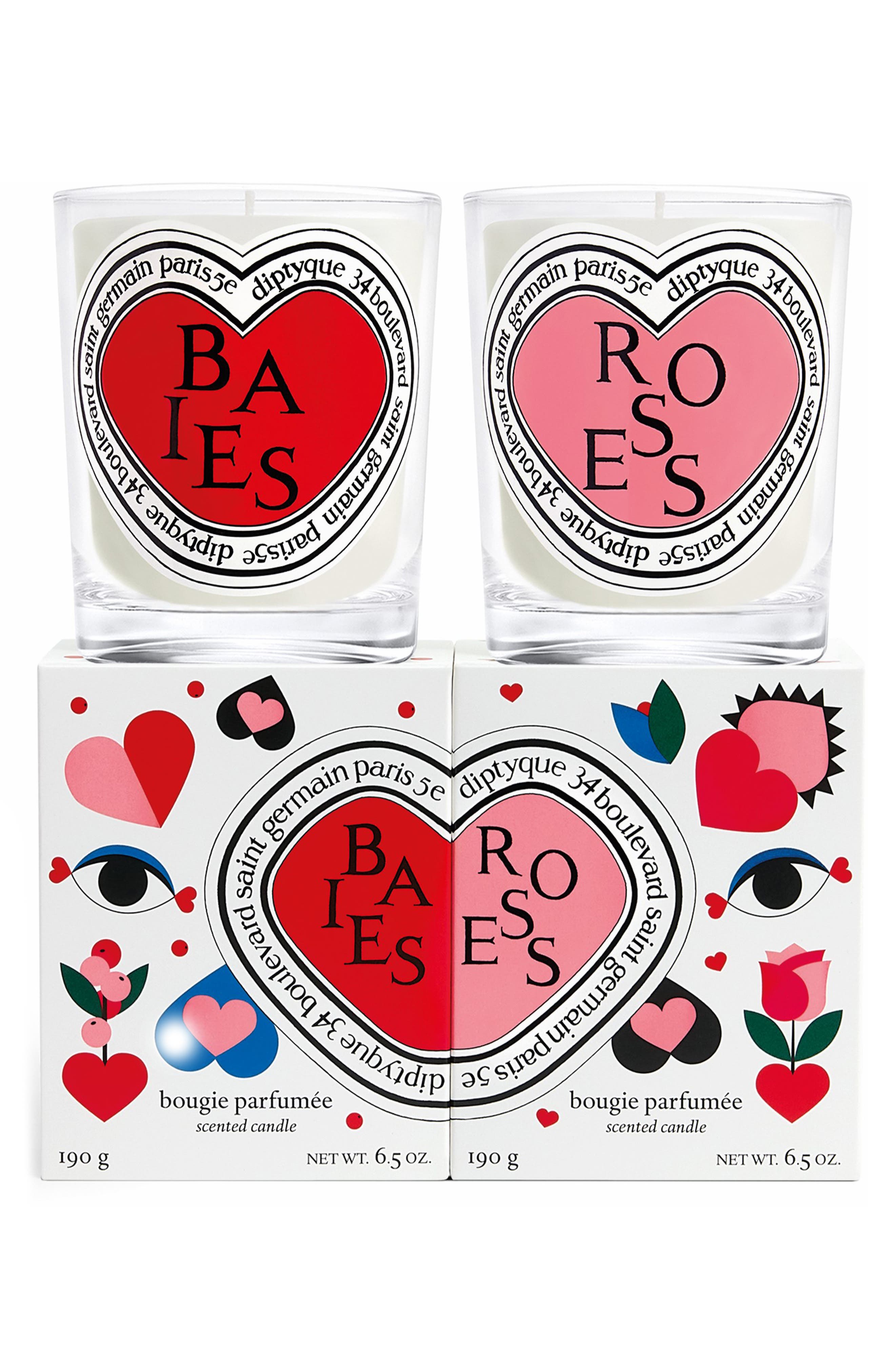 Diptyque Valentine's Day Baies (Berries) and Roses Candle Duo