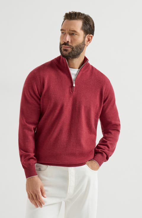 Cashmere sweater with half zip