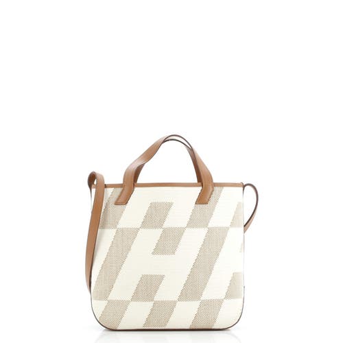 Pre-owned Hermes Hermes Cabas H En Biais Tote Canvas With Leather 27 In Sand