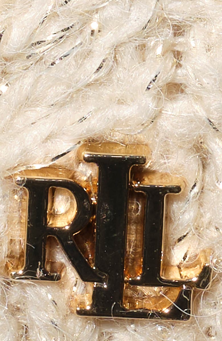 Lauren Ralph Lauren Metallic Herringbone Knit Beret, Alternate, color, Cream/Champagne