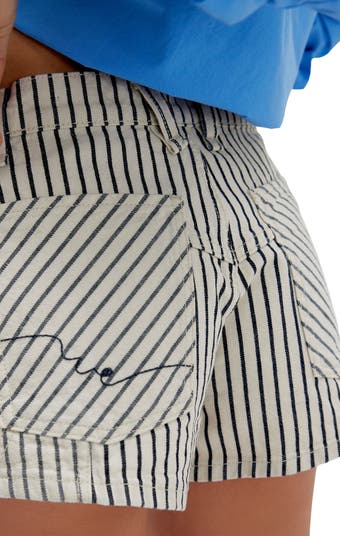 Now or Never Stripe Denim Shorts
