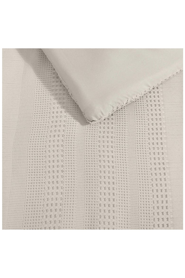 Variegated Waffle Cotton Duvet & Sham Set, Alternate, color, LIGHT BEIGE
