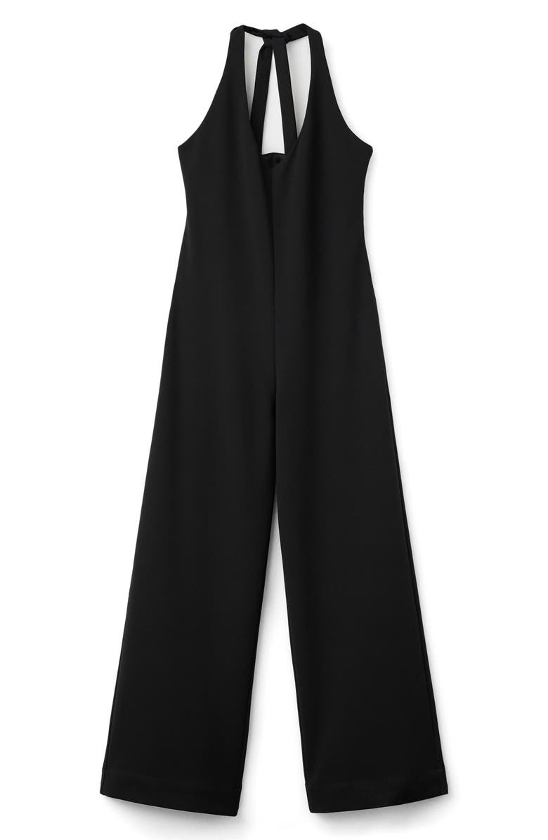 MANGO TEEN Halter Neck Jumpsuit, Main, color, Black