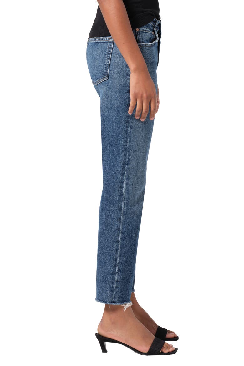 Valen Frayed Mid Rise Ankle Straight Leg Jeans, Alternate, color, SOLACE