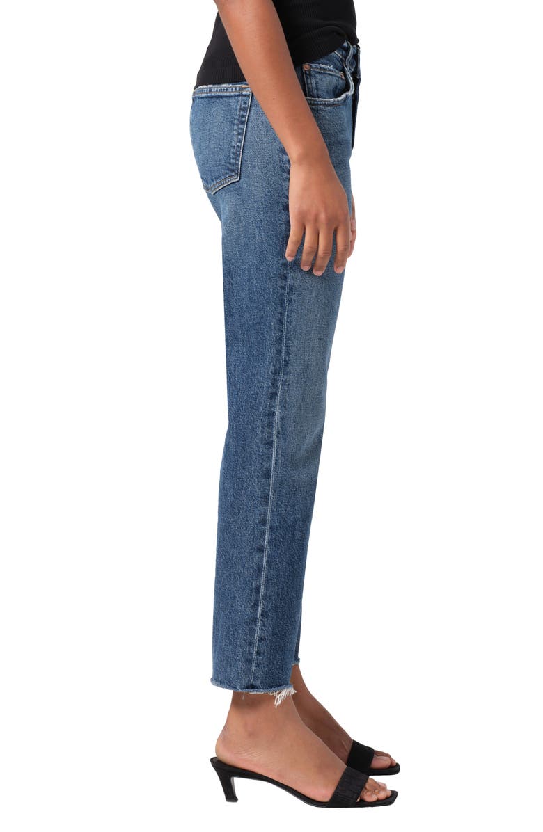 AGOLDE Valen Frayed Mid Rise Ankle Straight Leg Jeans, Alternate, color, Solace