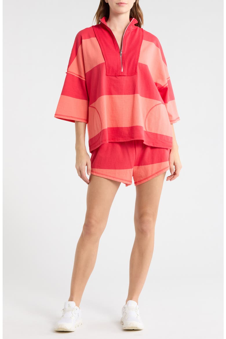 FP Movement Retro Rugby Half Zip Top & Shorts Set, Main, color, CORAL