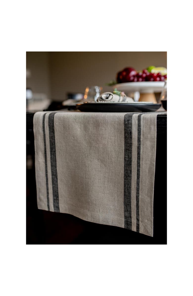Solino Home Linen Table Runner - French Stripe, Alternate, color, Black And Natural