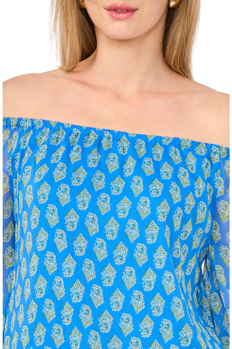 Floral Off the Shoulder Top, Alternate, color, PALACE BLUE