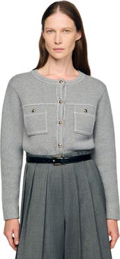 SANDRO Cardigan with contrast stitching