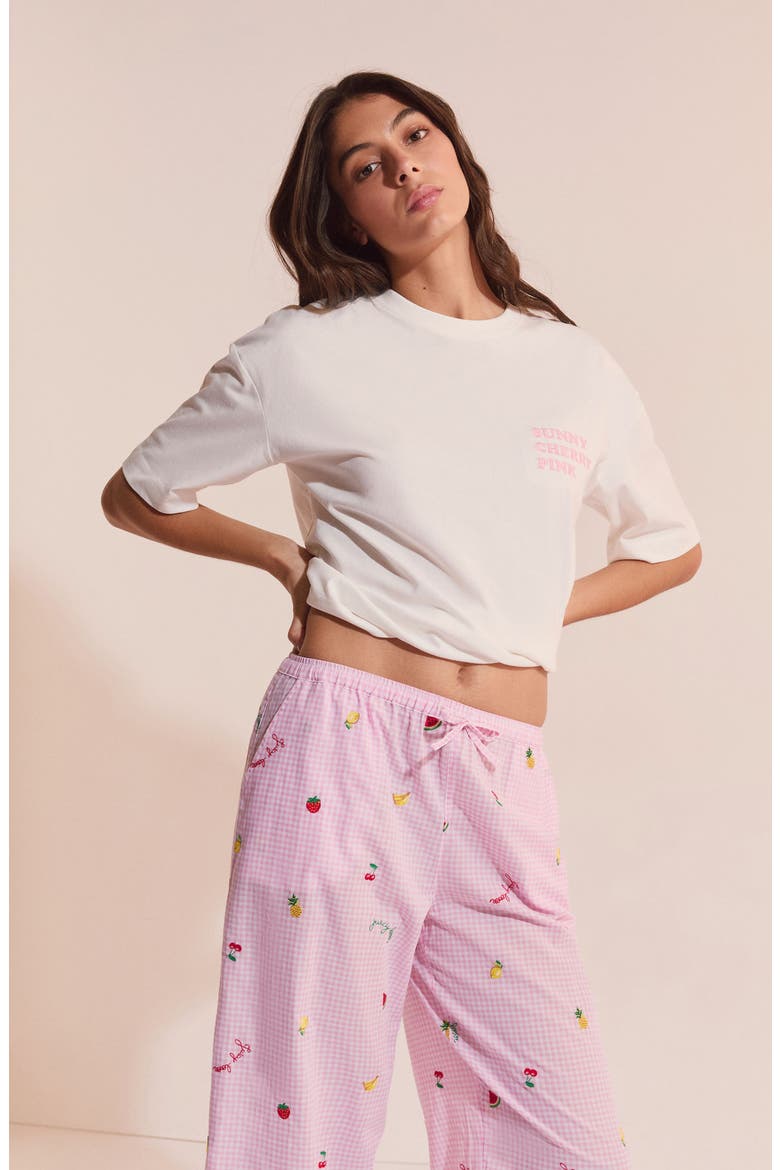 Brisa Cotton Pajama Pants, Alternate, color, CANDY-PINK